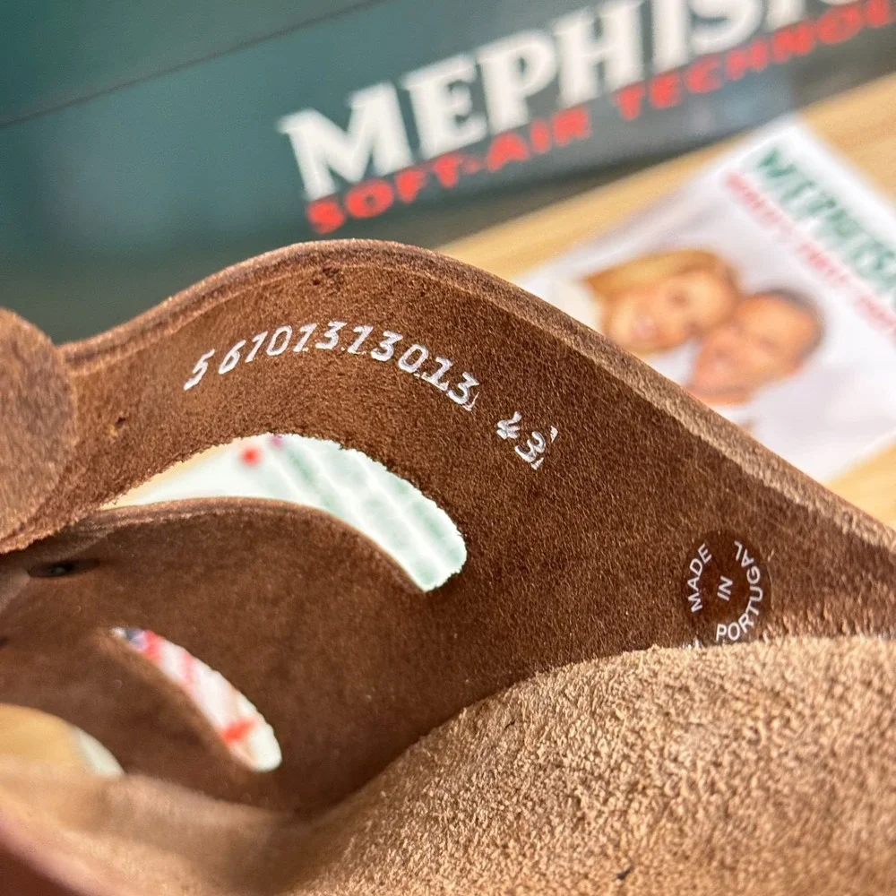 Mephisto Zach Fit Sandals Men's US 9 Brown Leather Adjustable Slides